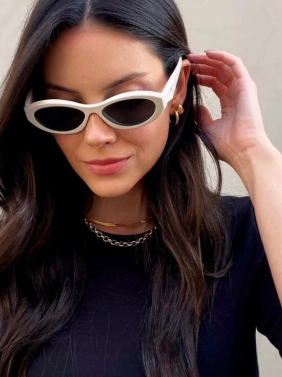 Prada PR26ZS 17K08Z Sunglasses Talc Oval Frame, Grey Lenses main image 8